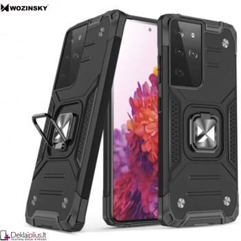 Wozinsky smūgiams atsparus dėklas su žiedu - juodas (Samsung S21 Ultra)   